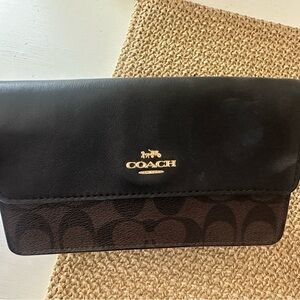 Coach Black and Brown Signature Clutch
